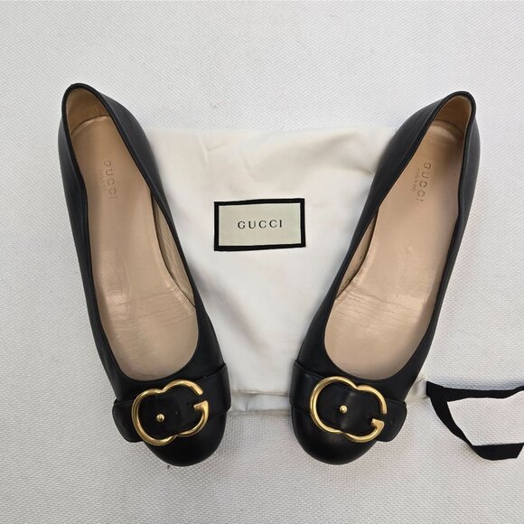 Gucci Leather Buckle Accent Ballerina Flats Size IT 38.5/US 8.5 - Picture 11 of 12